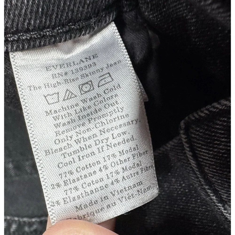EVERLANE Women's Black Wash High Rise Ankle Skinny Jeans Size 28 - Picture 4 of 13